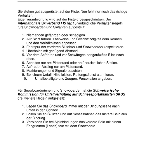 Das richtige Verhalten auf den Pisten